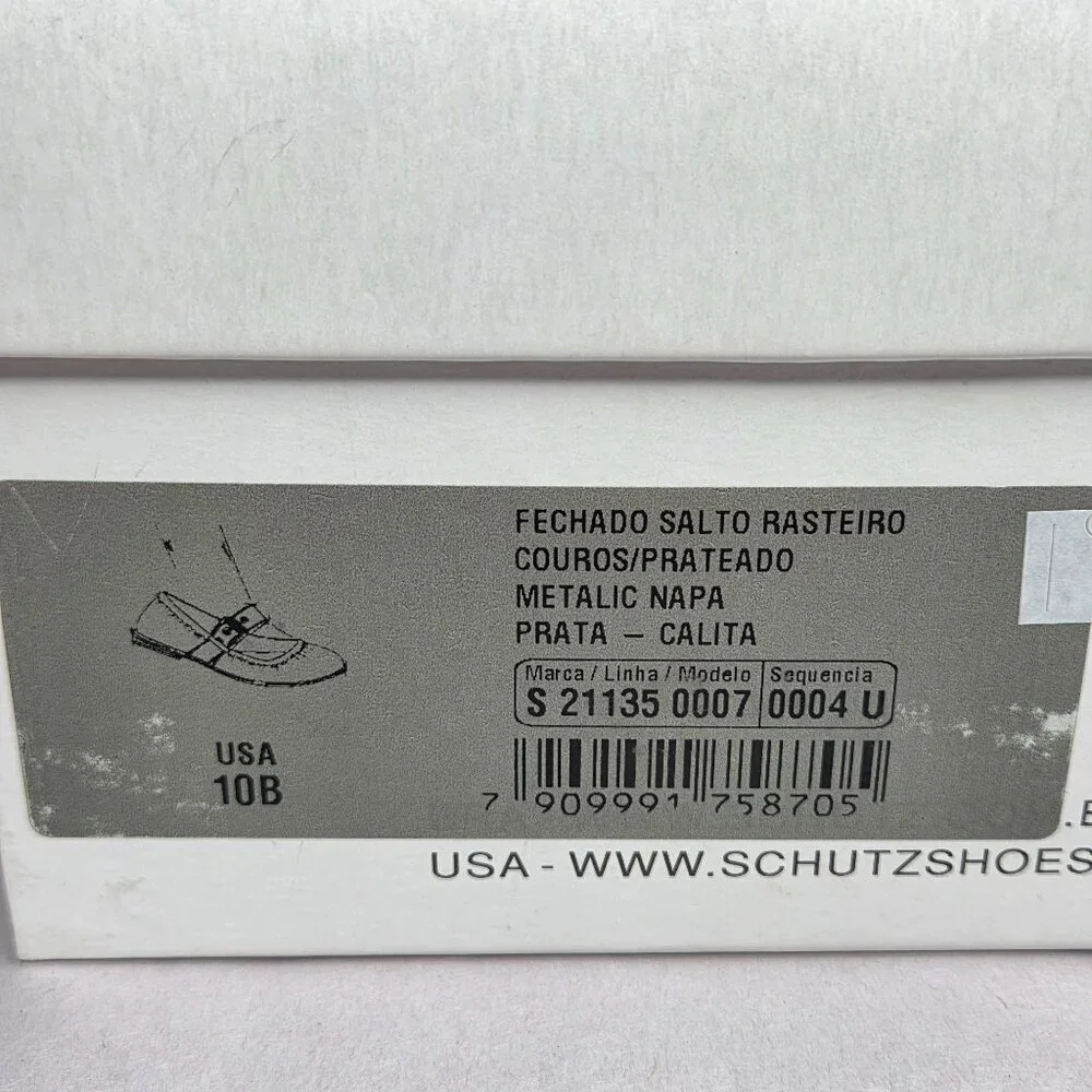 NWT Schutz Women's Calita Metallic Silver Leather Ballerina Flats